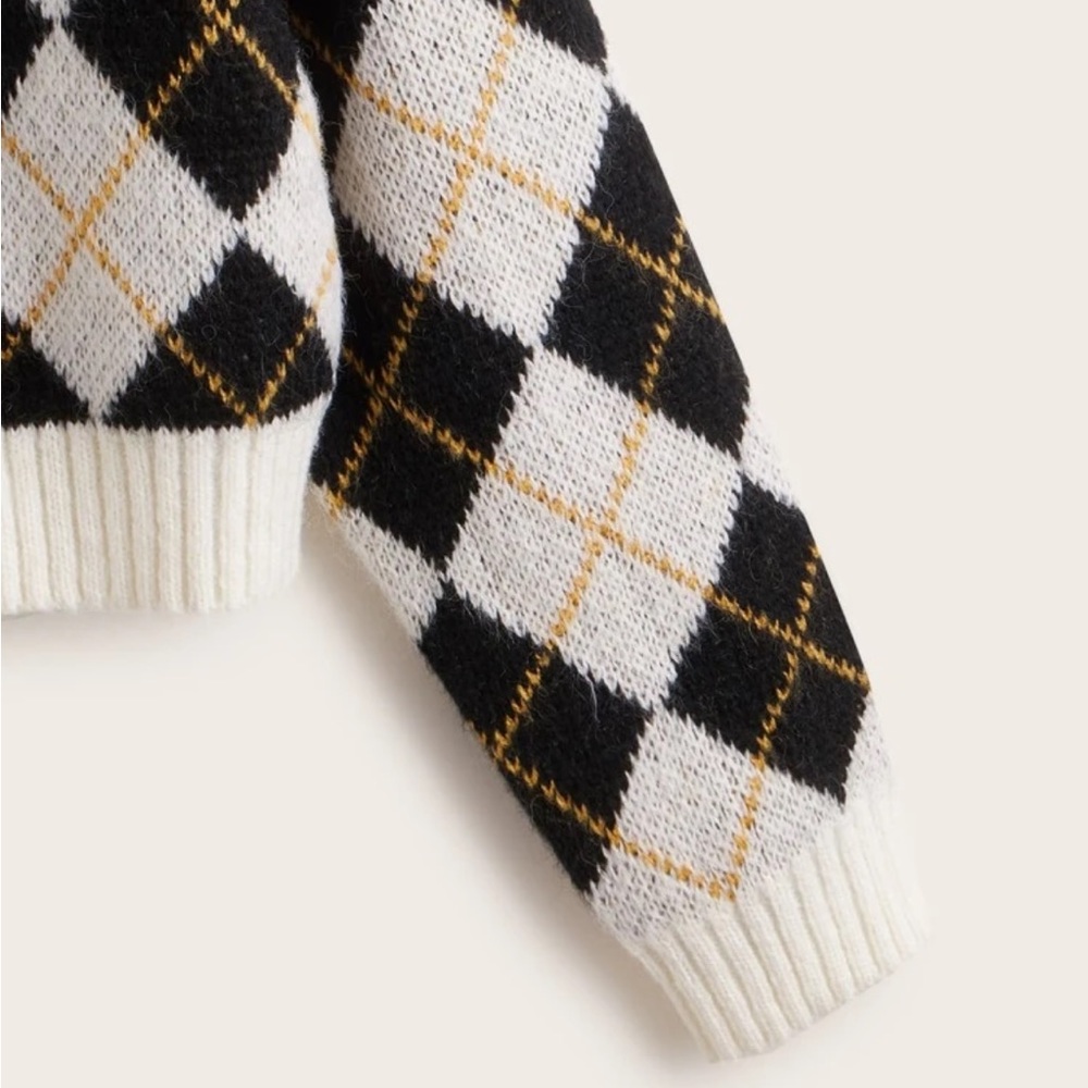 Argyle plaid cropped cardigan - Picture 4 of 8